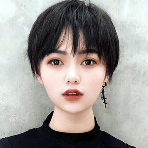 假发女短发圆脸修脸碎短直发帅气蓬松自然少女网红全头套式假发套
