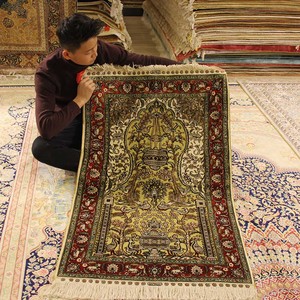 真丝地毯 手工真丝波斯地毯手工挂毯丝织手工编织地毯客厅卧室