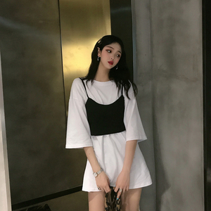 网红很仙的小个子套装女2022夏季新款洋气减龄泫雅风裙子两件套装