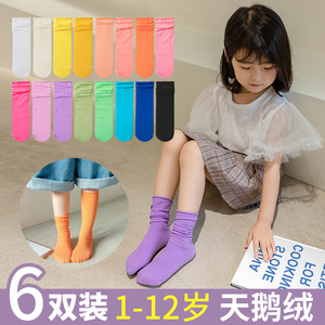 女童袜子夏季薄款儿童堆堆袜韩国洋气彩色潮长筒袜春秋宝宝中筒袜