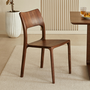 北美黑胡桃木餐椅卯榫一体整装实木餐椅简约客厅家用日式休闲书椅