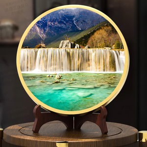 丽江蓝月谷流水瀑布客厅家居摆件装饰品桌面电视柜玄关招财聚宝盆