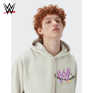 wwe潮牌2021冬季新款男士宽松印花卫衣连帽休闲套头外套
