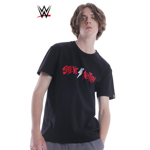wwe潮牌2021夏季新款冷石史蒂夫奥斯汀系列宽松圆领短袖印花t恤男