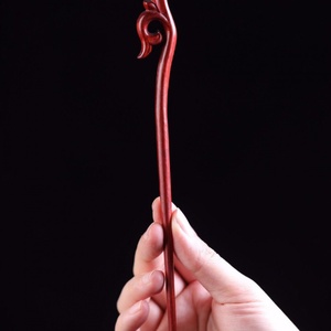 小叶紫檀桃花发簪女盘发百搭古风汉服简约木簪子定制长发锁灵簪子