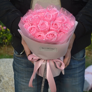 00天姿小饰品淘宝肥皂花女友手捧花仿真玫瑰花束大朵圆形生日花