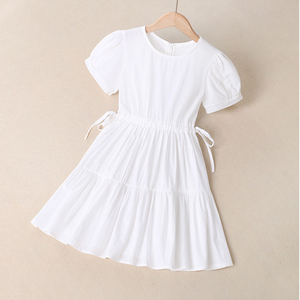 女童棉布裙洋气儿童装短袖休闲白色连衣裙夏季新款女孩公主裙薄款