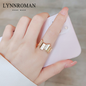 LYNNROMAN几何设计感方形戒指女ins潮高级感贝壳开口可调节食指戒