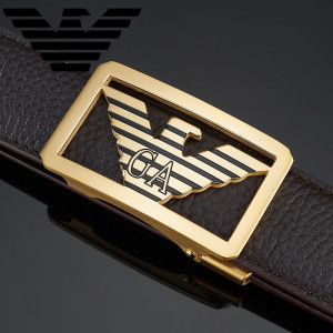 新款阿玛尼皮带男真皮自动扣奢侈品牌代购男士腰带纯牛皮青年正品