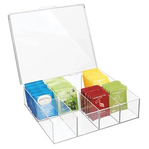 亚克力茶叶包收纳整理盒子袋装咖啡奶茶透明带盖分隔收纳盒分格盒