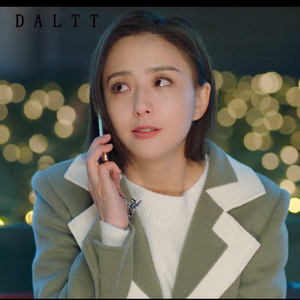 daltt爱的厘米佟丽娅关雨晴明星同款女装撞色毛呢外套宽松大衣女