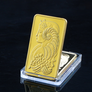 瑞士银行金条纪念币1盎司异形金币硬币 外币收藏女神币方形镀金块
