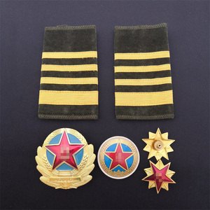 全套陆八七式收藏 绒套肩章套式肩牌87金属帽徽 老兵纪念品