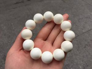 正品天然满纹猛犸象白牙冰料手工2.0素面圆珠手串男士佛珠手链