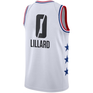 开拓者队0号利拉德球衣套装黑白色城市版篮球服红新款热压定制