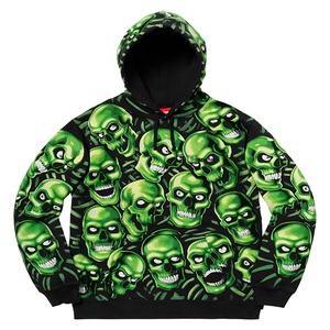 supreme skull pile sweartshirt夜光绿骷髅卫衣套头休闲连帽衫