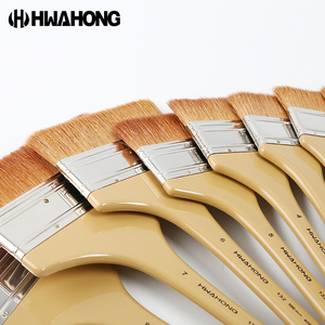 韩国进口hwahong华虹刷子 132长杆羊毛排刷 水彩画笔刷子笔刷