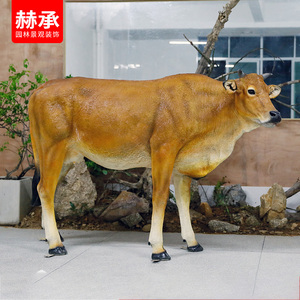 玻璃钢仿真牛雕塑水牛黄牛动物落地摆件模型农耕文化园林景观装饰