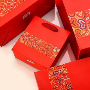 中国风手提袋红色喜庆礼品袋中秋婚礼包装袋大号高档纸袋糖果盒子