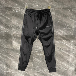 春夏轻薄款咔莱巴黎世家潮流字母印花休闲裤男修身束小脚运动卫裤