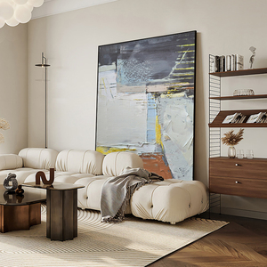 客厅落地画高级感沙发背景墙大幅壁画巨幅手绘抽象装饰画玄关挂画