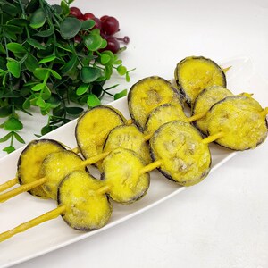 新货脆皮茄子串烧烤油炸铁板食材20串裹粉香酥茄片半成品素菜小吃