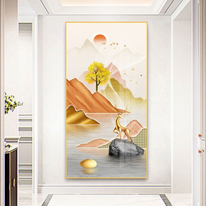 现代简约入户玄关装饰画轻奢玄幻竖版壁画走廊尽头背景墙挂画