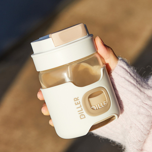 瑞典cica玻璃水杯女夏季带吸管高颜值便携简约双饮咖啡杯随行杯子