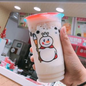 21新进a口代蜜雪冰城奶茶杯子圣代杯700mlu型杯打包袋袋子塑料杯