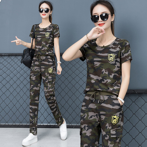 夏季迷彩服套装女运动