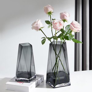 新品高级感几何立体花瓶摆件高端大气客厅插鲜花餐桌水养透明玻璃