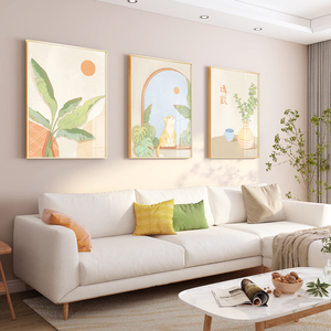 北欧装饰画三联客厅沙发背景墙挂画现代简约文艺小众过道墙面壁画