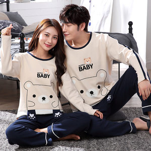 情侣装睡衣春秋季秋天长袖男女薄款卡通宽松大码情侣套装家居服