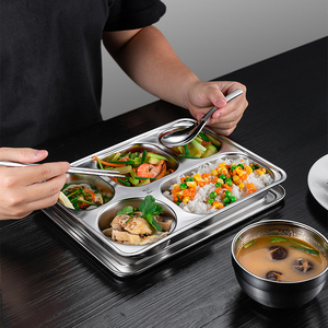 304不锈钢快餐盘加厚分割儿童餐盘多分格饭盒成人学生食堂餐具