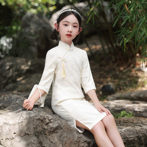 旗袍女童中国风春夏中式儿童改良连衣裙薄款小女孩洋气唐装演出服