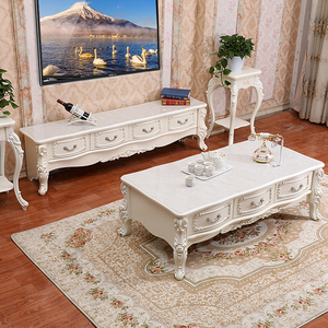 大理石茶几简约现代小户型客厅茶桌子家用实木欧式茶几电视柜组合