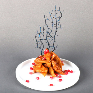 仿真珊瑚树枝意境菜盘饰创意点盘头厨房烹饪厨师酒店餐厅摆盘用品
