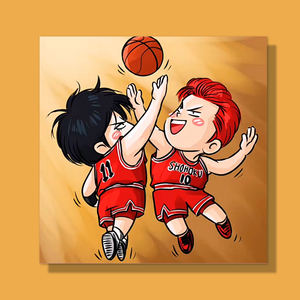 q版樱木花道diy数字油画填色手绘儿童卡通动漫灌篮高手油彩装饰画