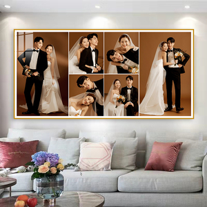 相框定制挂墙婚纱照九宫格相框多张定制结婚照洗照片60寸放大制作
