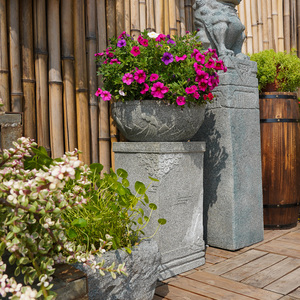 瓷韵雾语户外草坪花园摆件人造石石墩庭院布置小花盆盆栽装饰品