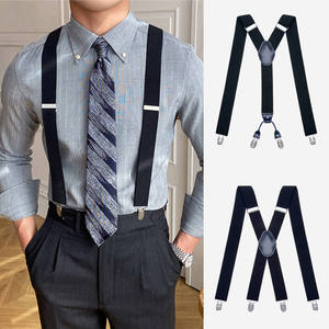 背带夹男士吊带成人老人式西装裤子松紧弹力伴郎xy型复古英伦黑色