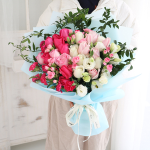 韩式清新手捧花束北京同城送花鲜花速递玫瑰花生日礼物