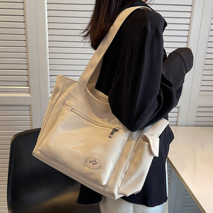 帆布包女大学生上课包大容量2023新款包包潮时尚简约单肩包托特包