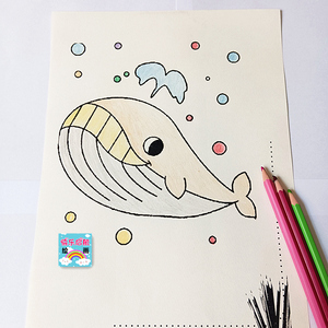 海洋世界动物图画涂色本 儿童宝宝3-4-5-6岁简笔画手绘填色涂鸦本