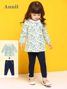安奈儿女童套装春秋洋气两件套2019春装新款儿童体恤时髦韩版