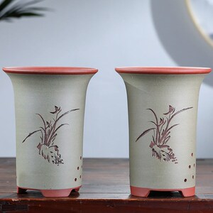 特价清仓紫砂兰花盆大号简约家用桌面种蕙兰夏兰绿植陶瓷花盆