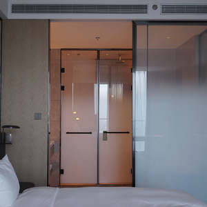 酒店淋浴房渐变玻璃双层钢化夹胶玻璃办公室隔断夹丝玻璃来图定制