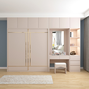 豪盛蒂家居淘宝轻奢实木推拉门衣柜家用卧室带梳妆台一体简约组装