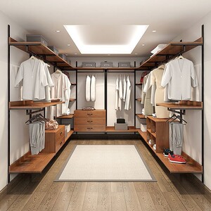 开放式衣柜衣帽间置物架架子悬挂式金属衣架卧室步入式铁艺挂衣架