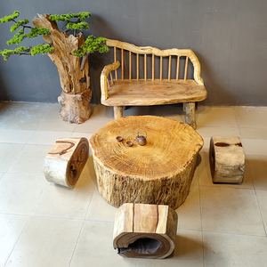 实木木墩茶几原木树桩木桩底座侘寂风圆形民宿家具床头柜茶桌凳子